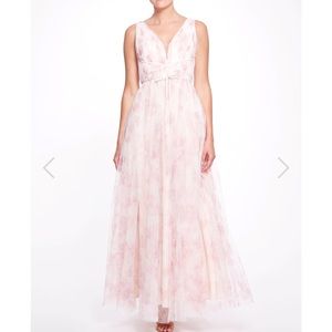 Marchesa Biella Printed Tulle Gown, blush, size 6